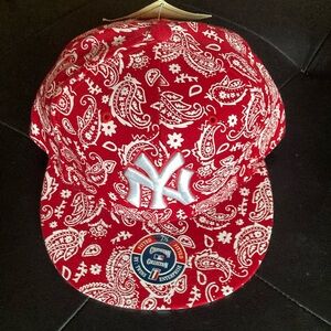 Red and White Paisley New York Yankees Baseball Cap